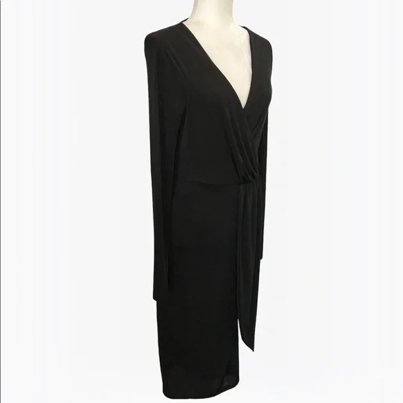 Good American Shimmer Long Sleeve Faux Wrap Dress - M - Picture 9 of 16